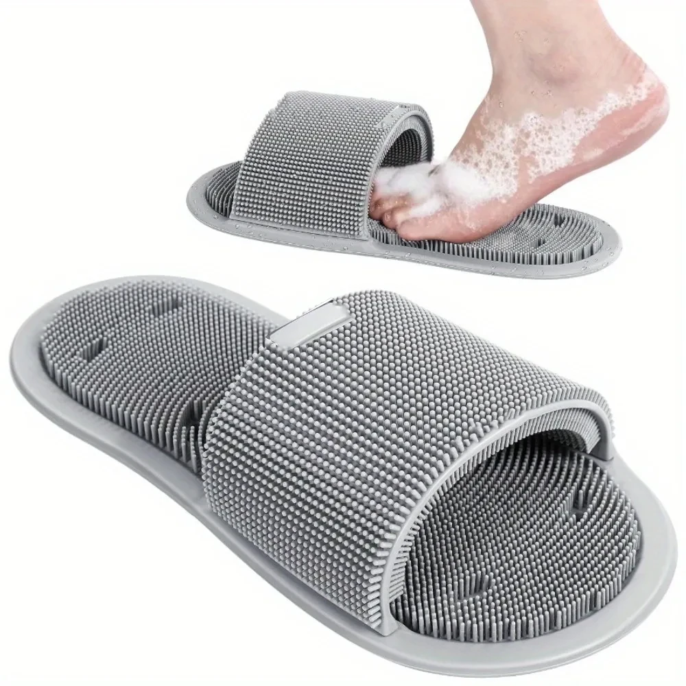 Flippers Swimming - Silicone Shower Foot Scrubber Slippers Non-slip